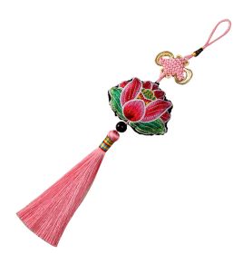 2 Pack Pink Lotus Sachet With Chinese Knot for Car Home Office Pendant Accessories