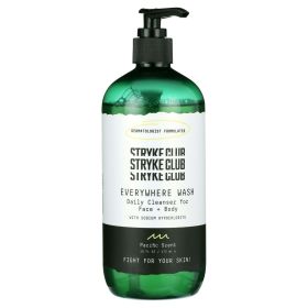 Stryke Club Face + Body + Hair (3-in-1), Everywhere Wash, All Skin Types, Acne Care, 16 fl. oz. Bottle